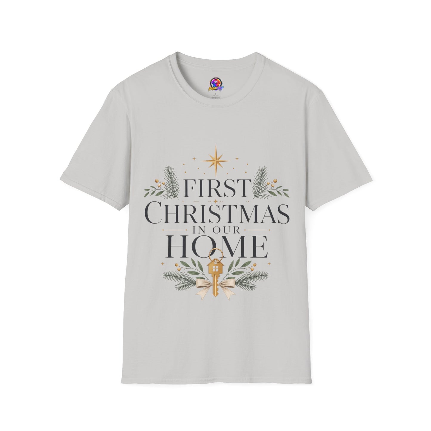 First Christmas T-Shirt — 'First Christmas in Our Home' Elegant Holiday Tee