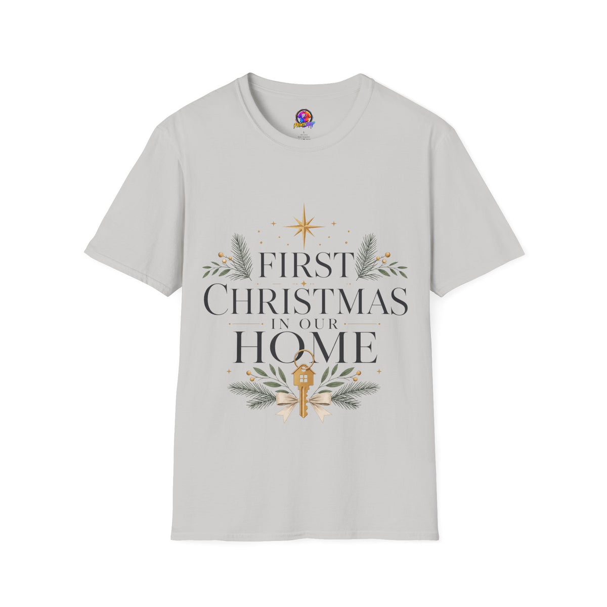 First Christmas T-Shirt — 'First Christmas in Our Home' Elegant Holiday Tee