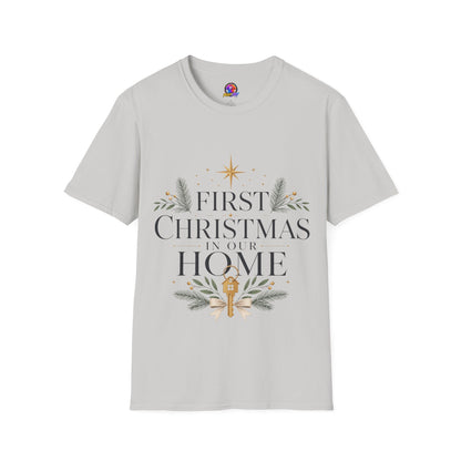 First Christmas T-Shirt — 'First Christmas in Our Home' Elegant Holiday Tee
