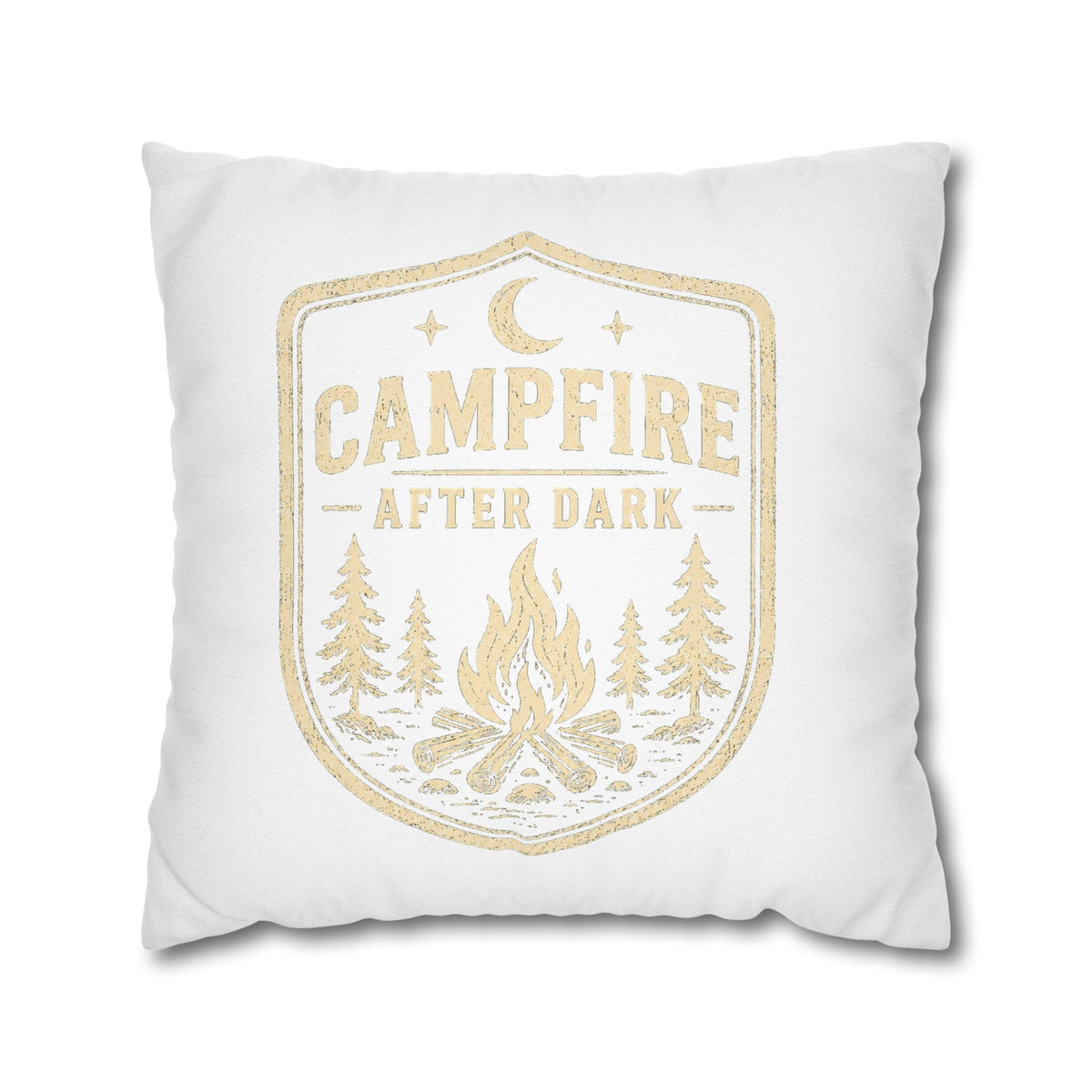 Campfire After Dark Throw Pillowcase Milo Bailey Dog Dad Mom — Cozy Rustic Camping Decor