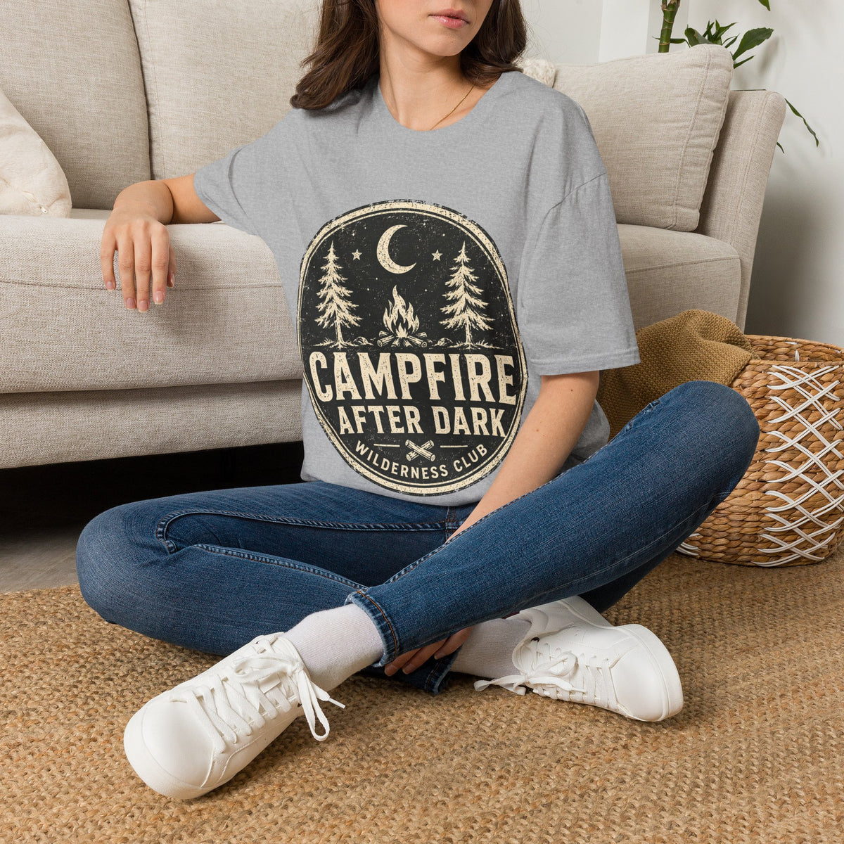 Campfire After Dark Tee — Vintage Wilderness Camping T-Shirt