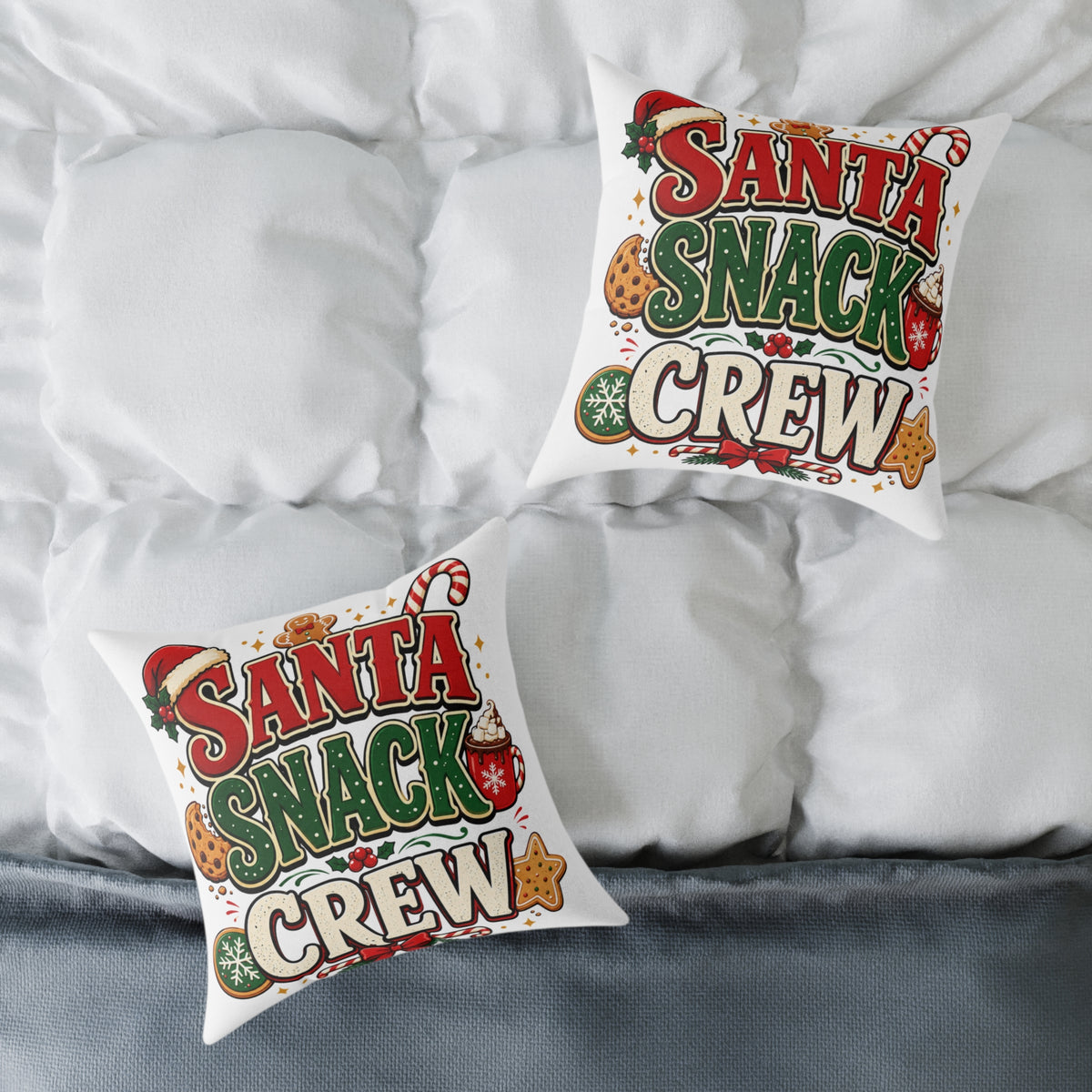 Christmas Santa Snack Crew Pillow — Christmas Holiday Decorative Throw Pillow