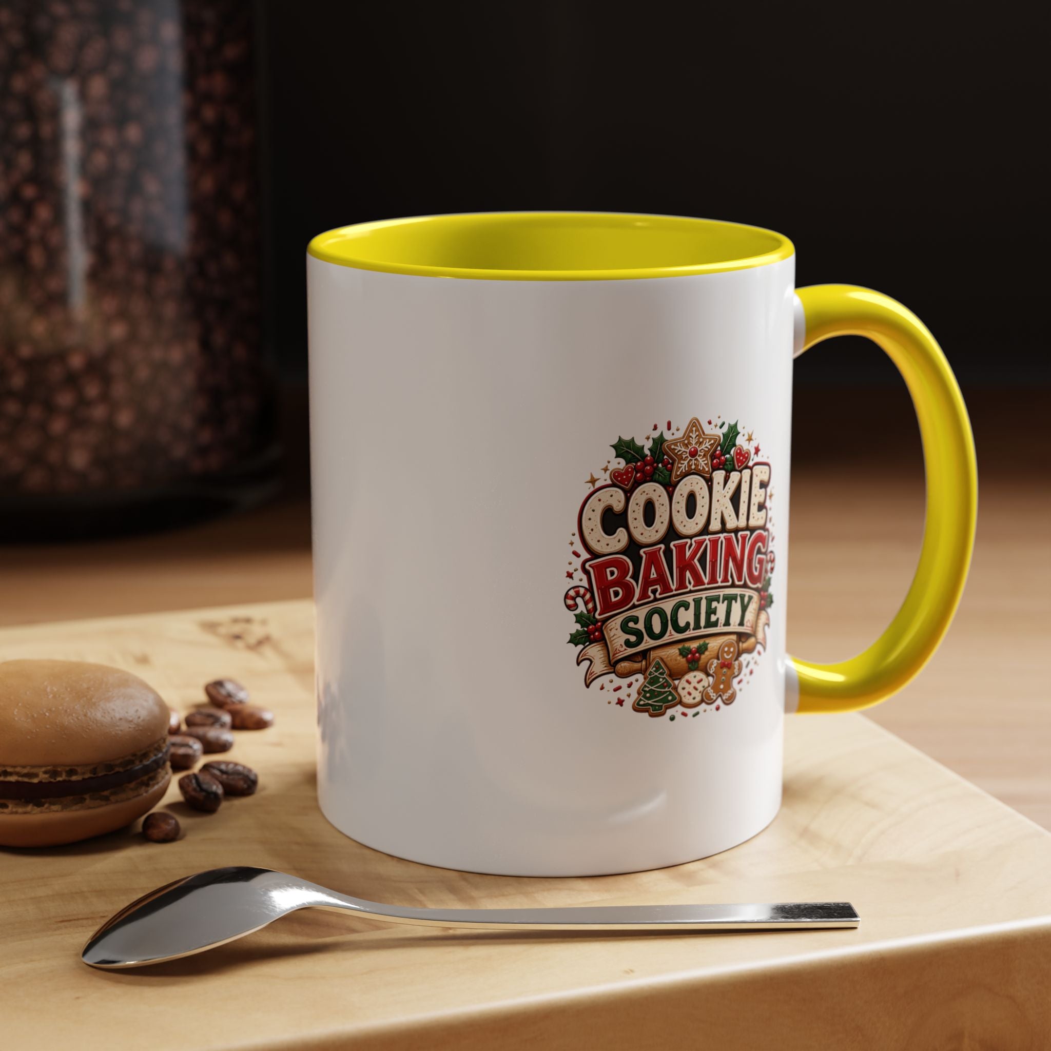 Cookie Baking Society Accent Coffee Mug — Holiday Baking Ceramic Mug