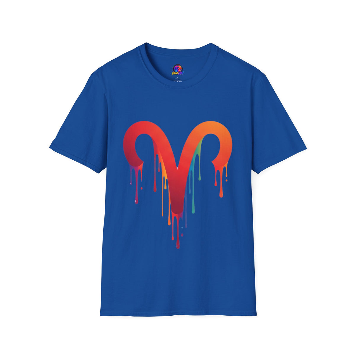 Aries Rainbow Drip T-Shirt — Colorful Dripping Zodiac Graphic Tee