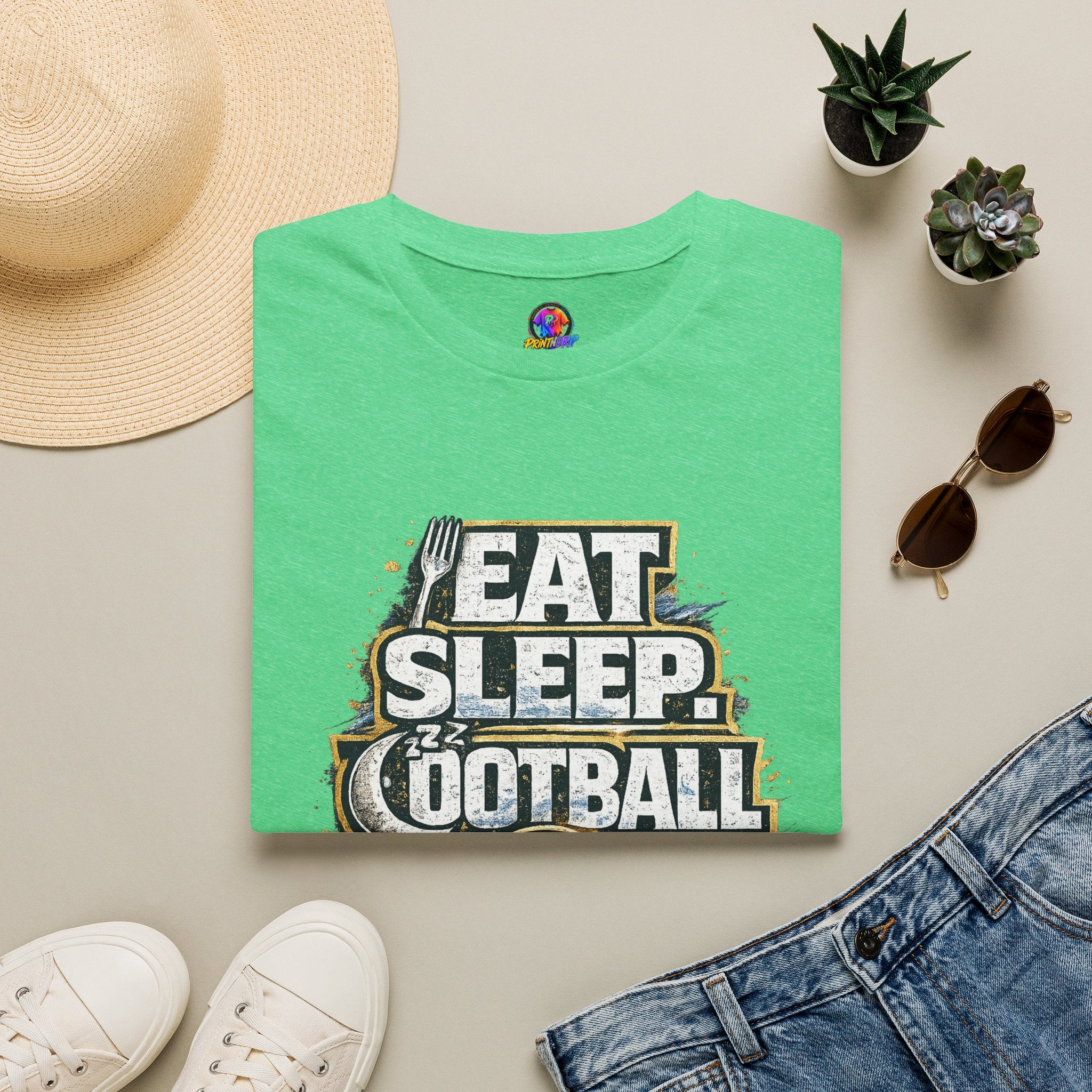 Football 'Eat Sleep Football Repeat' T-Shirt — Vintage Soccer Fan Tee