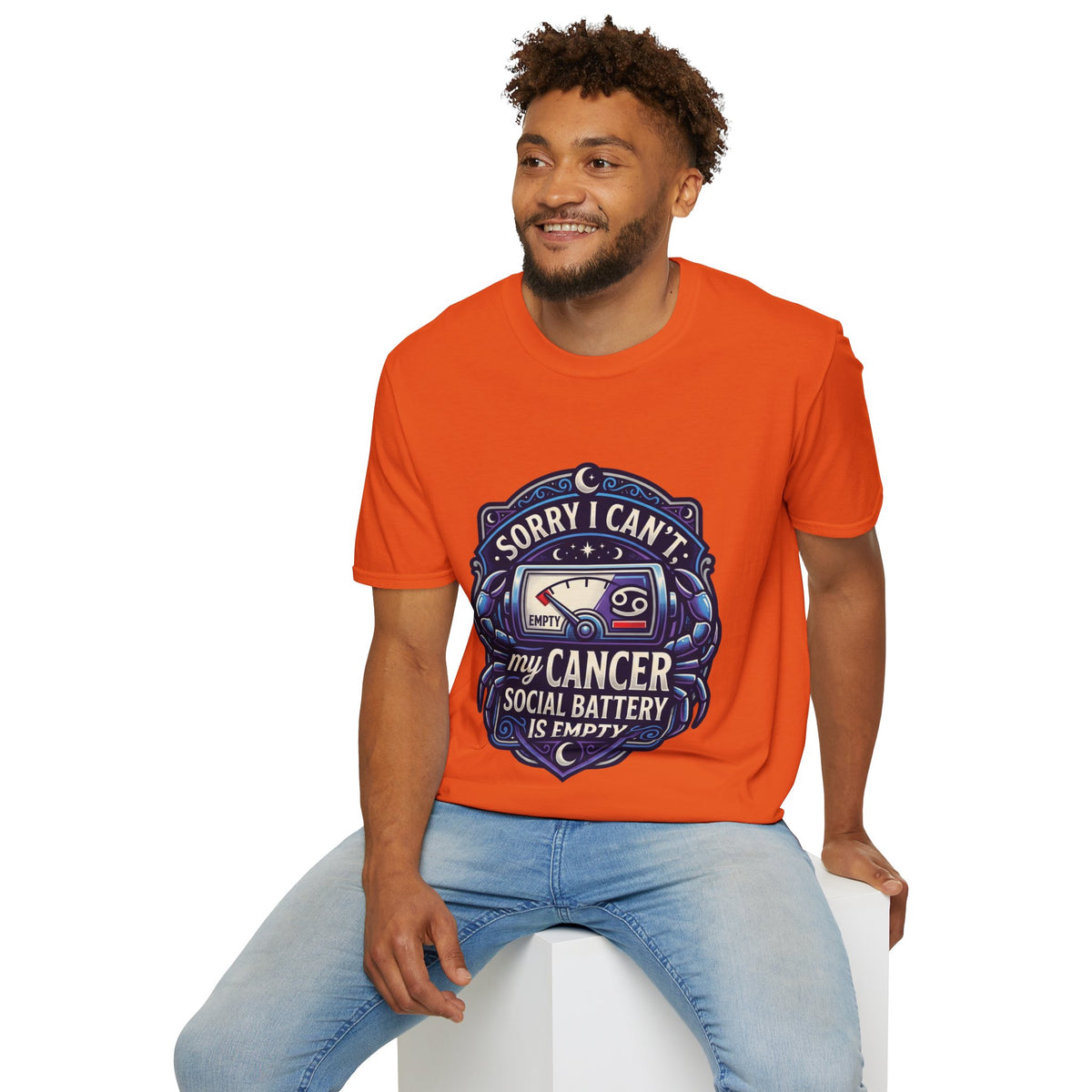 Cancer Support T-Shirt — "Sorry I Can't, My Cancer Social Battery Is Empty"