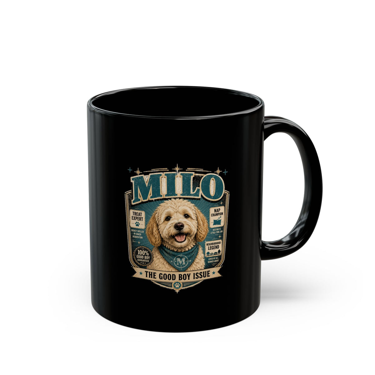 Milo Bailey Dog Dad Mom Milo Dog Mug — 'Milo: The Good Boy Issue' Black Coffee Mug