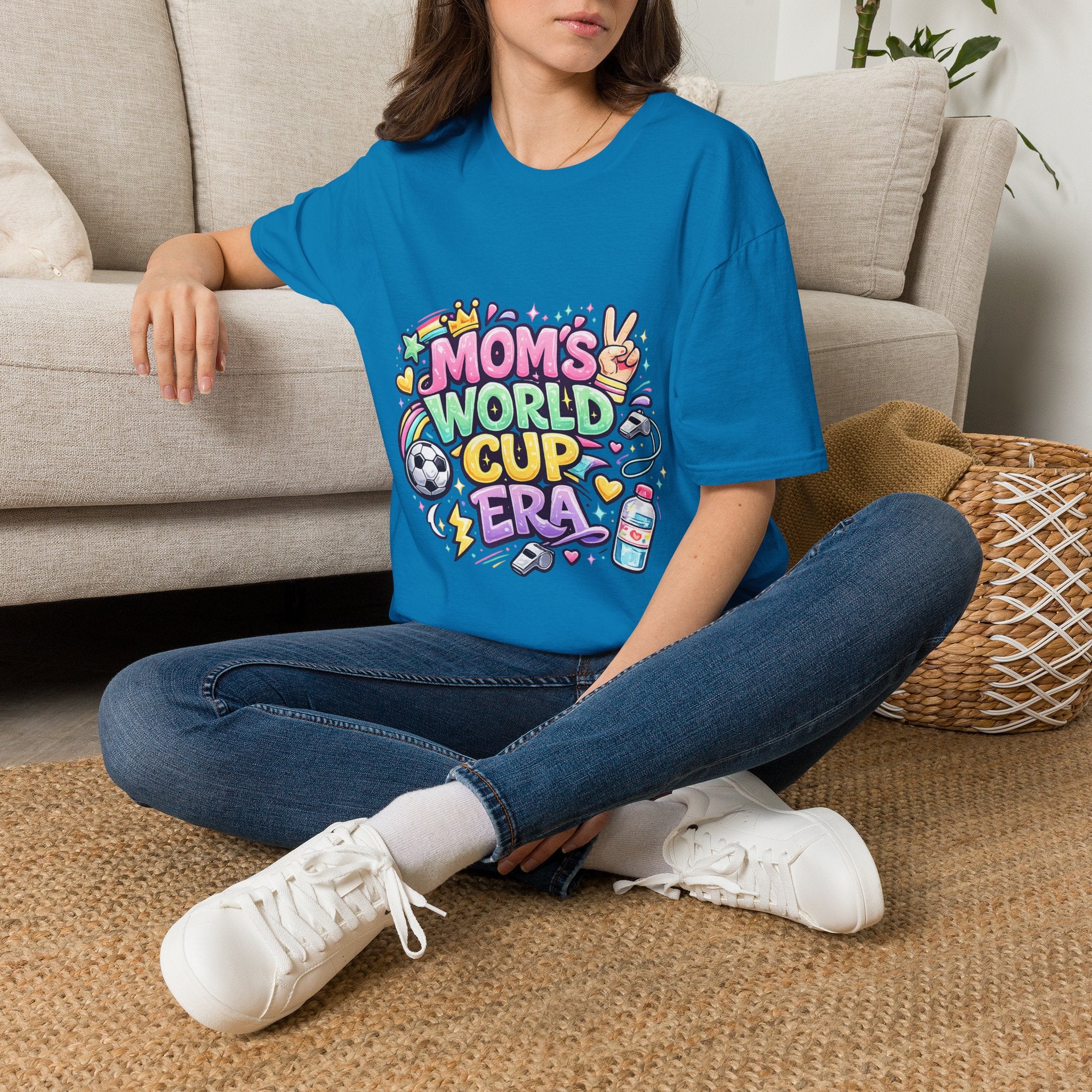Girls Kids Mom's World Cup Era T‑Shirt — Playful Soccer Mom Tee