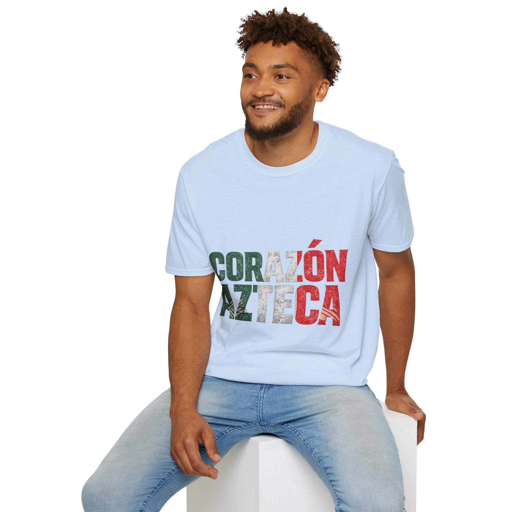 Mexico Corazón Azteca T-Shirt — Mexican Pride Flag Text Tee