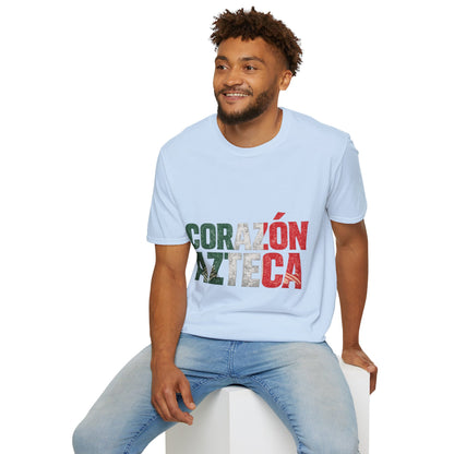 Mexico Corazón Azteca T-Shirt — Mexican Pride Flag Text Tee