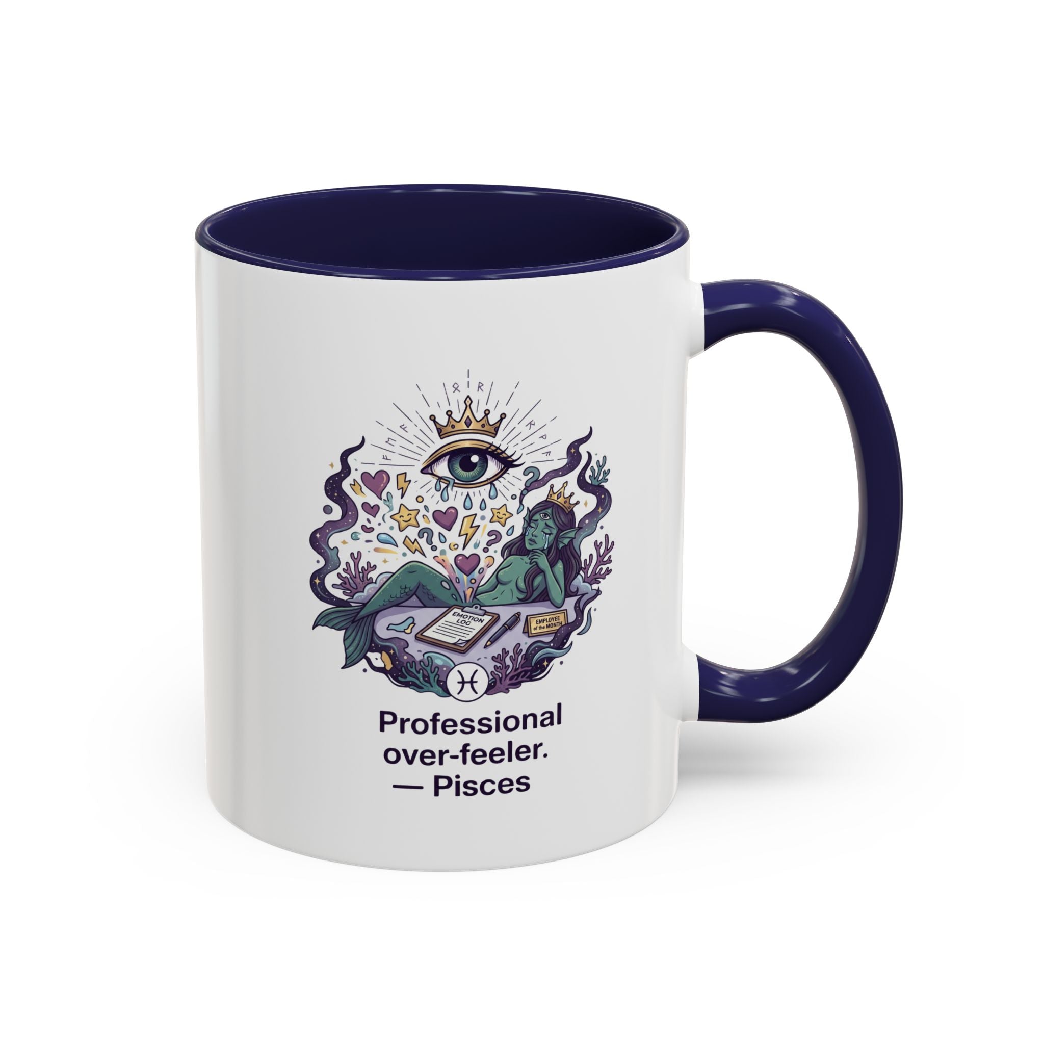 Pisces Coffee Mug — "Professional Over-feeler" Zodiac Accent Mug (11/15oz)