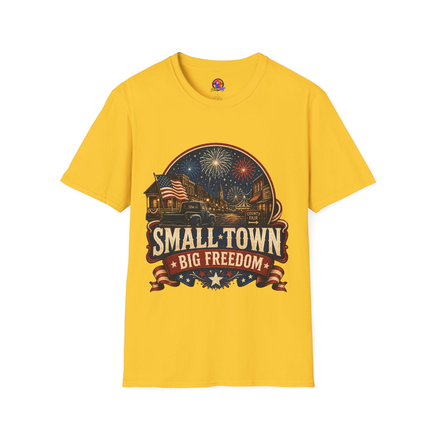 Small Town Big Freedom T-Shirt — Patriotic 4th of July Fireworks Tee