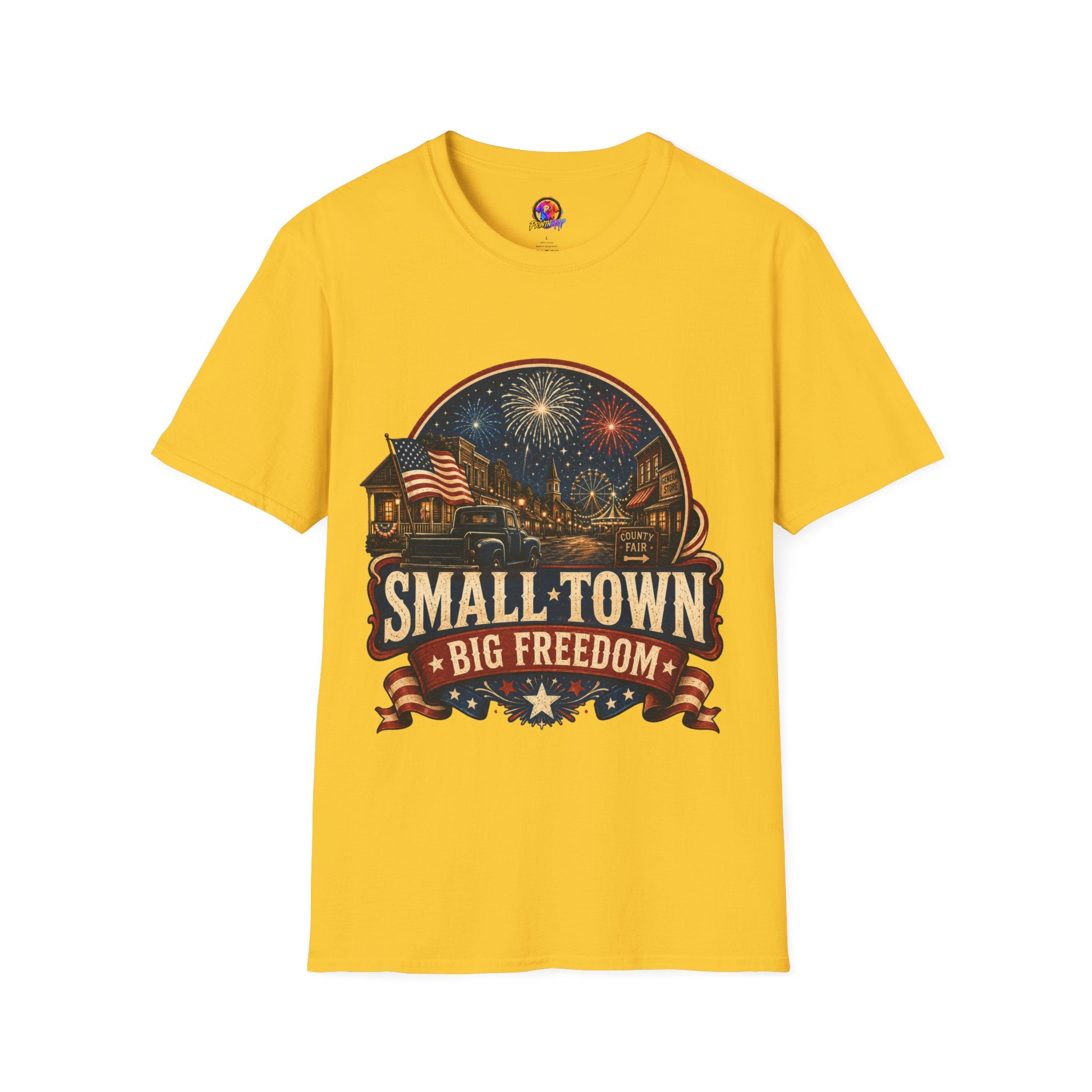 Small Town Big Freedom T-Shirt — Patriotic 4th of July Fireworks Tee