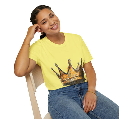 Crowned Sketch T‑Shirt — Hand‑Drawn Gold Crown Graphic Tee