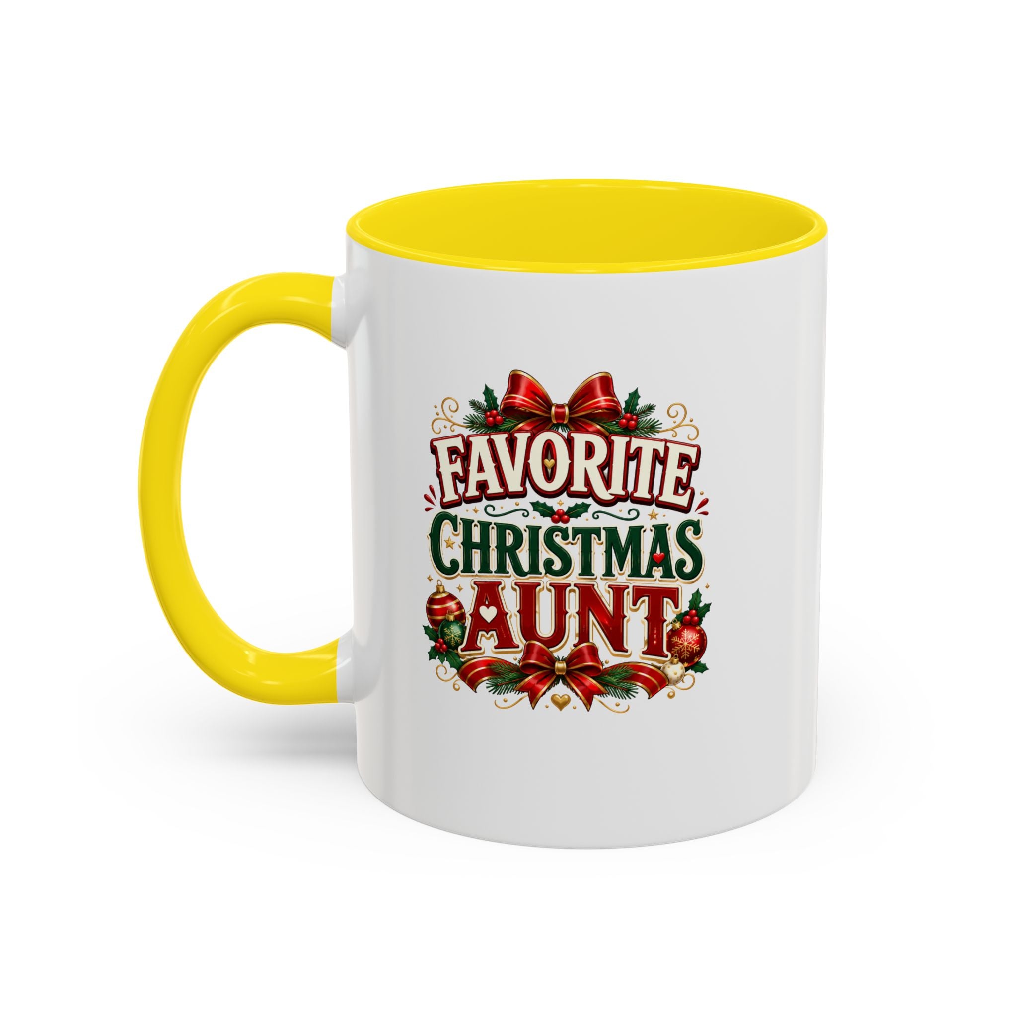 Christmas Aunt Coffee Mug — "Favorite Christmas Aunt" Accent Holiday Mug