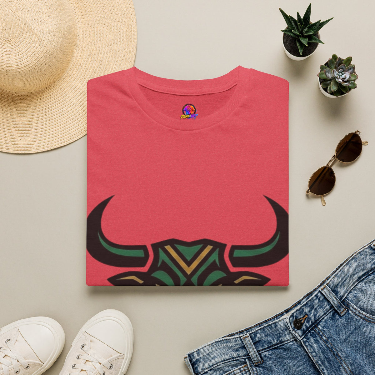 Taurus Bull Head T-Shirt — Geometric Tribal Bull Graphic Tee
