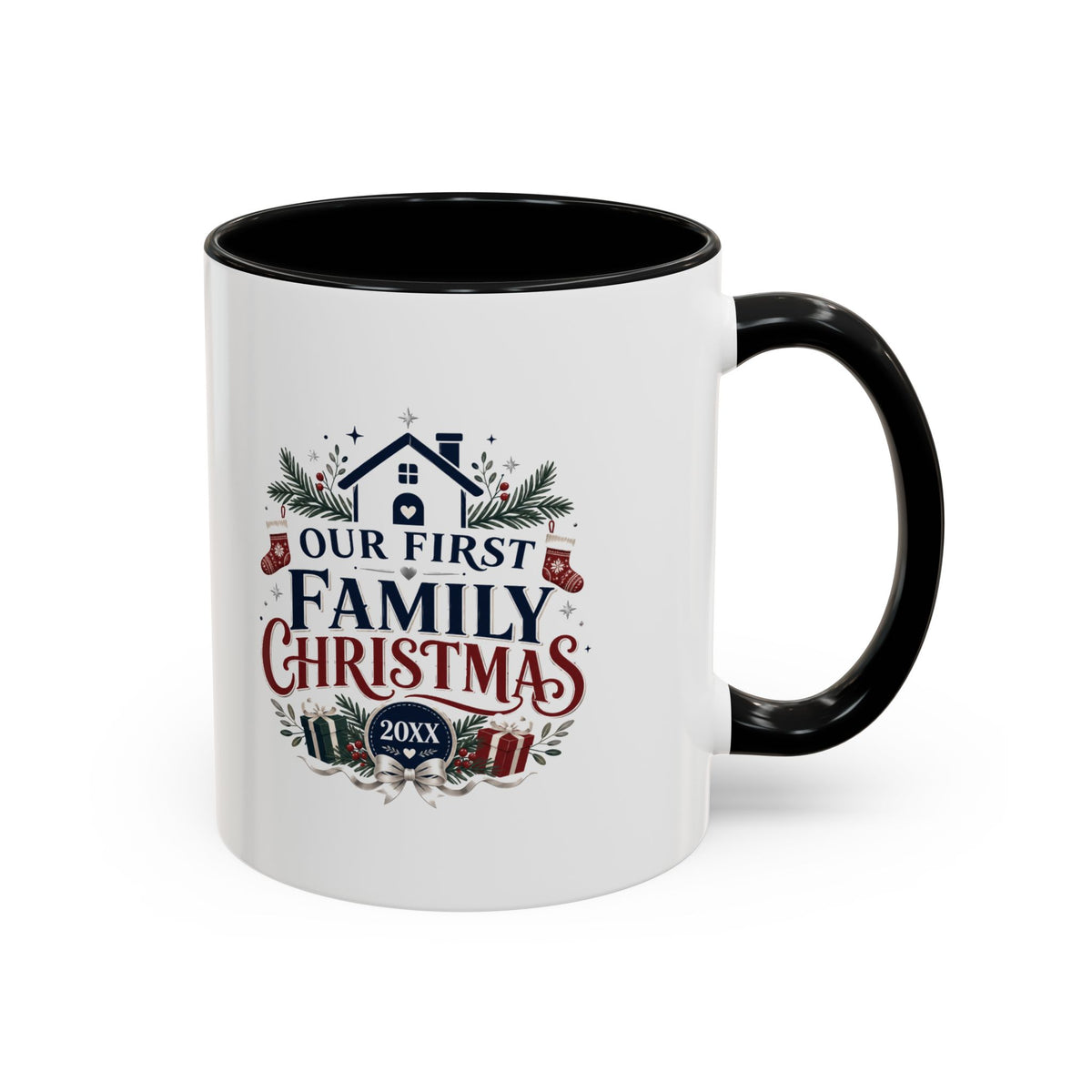 Christmas Our First Family Christmas Accent Mug — Personalized 11/15oz Holiday Coffee Cup