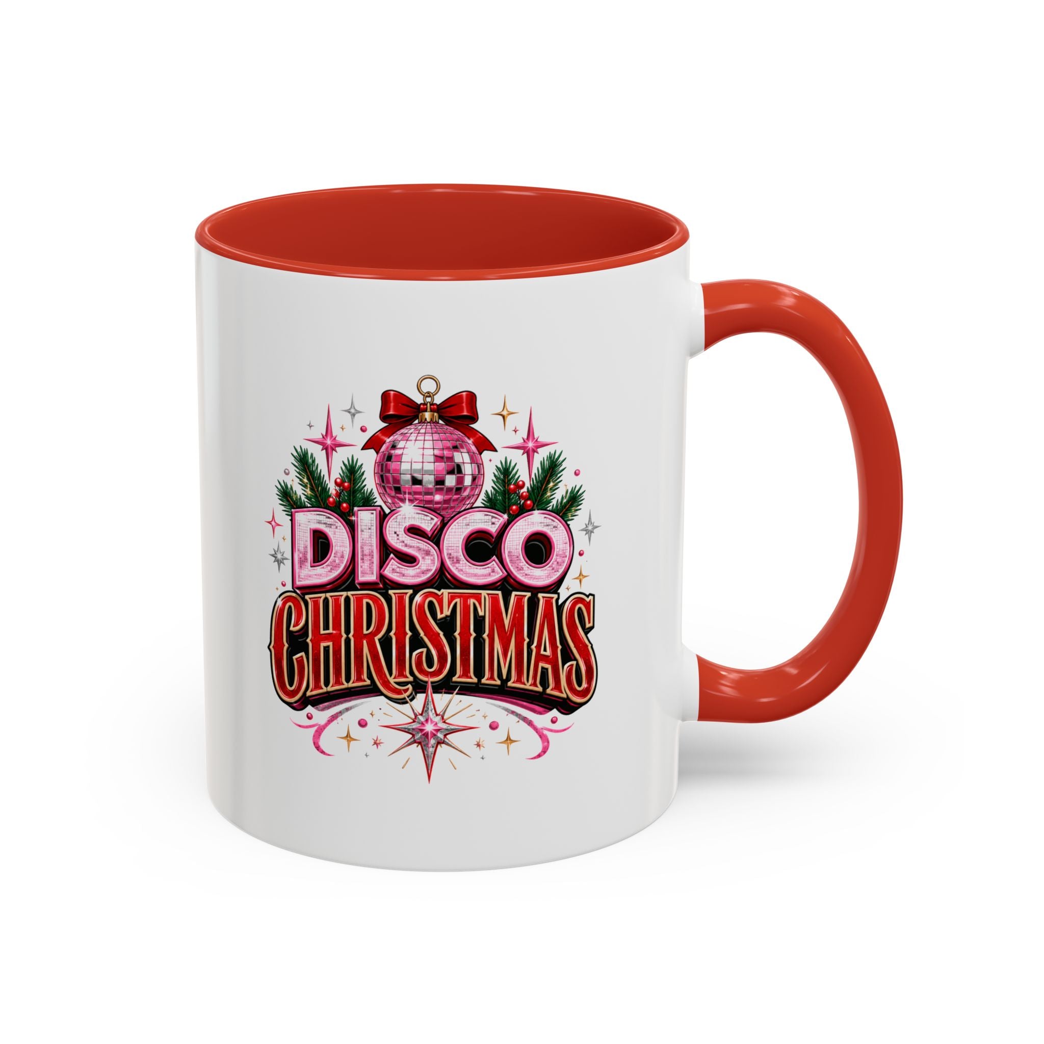 Disco Christmas Coffee Mug — Retro Holiday Disco Ball Christmas Tree Accent Mug