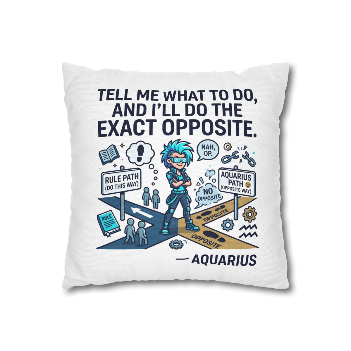 Aquarius Zodiac Spun Polyester Square Pillowcase
