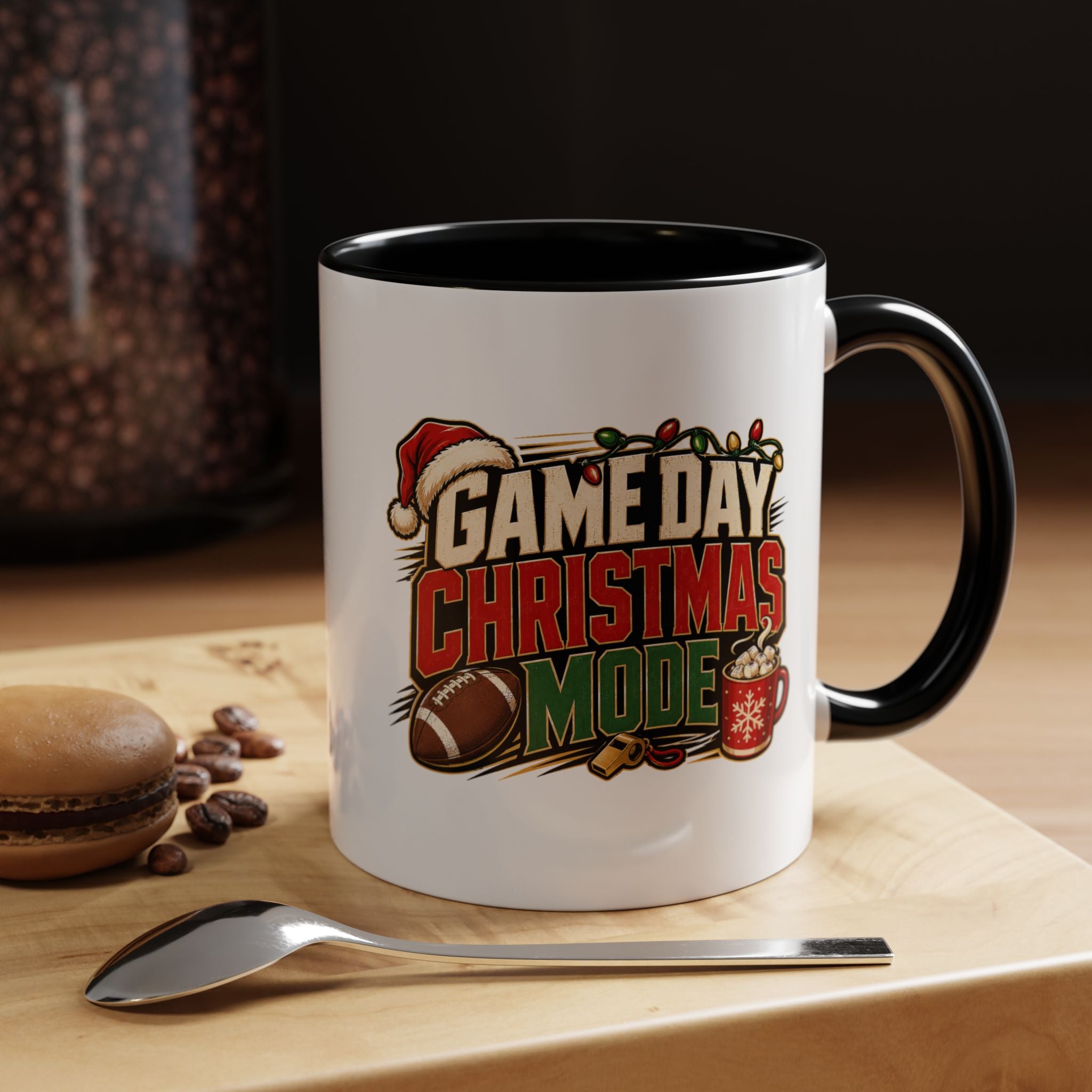 Modern Day Christmas Game Day Christmas Mode Coffee Mug - Holiday Football Mug (11/15oz)