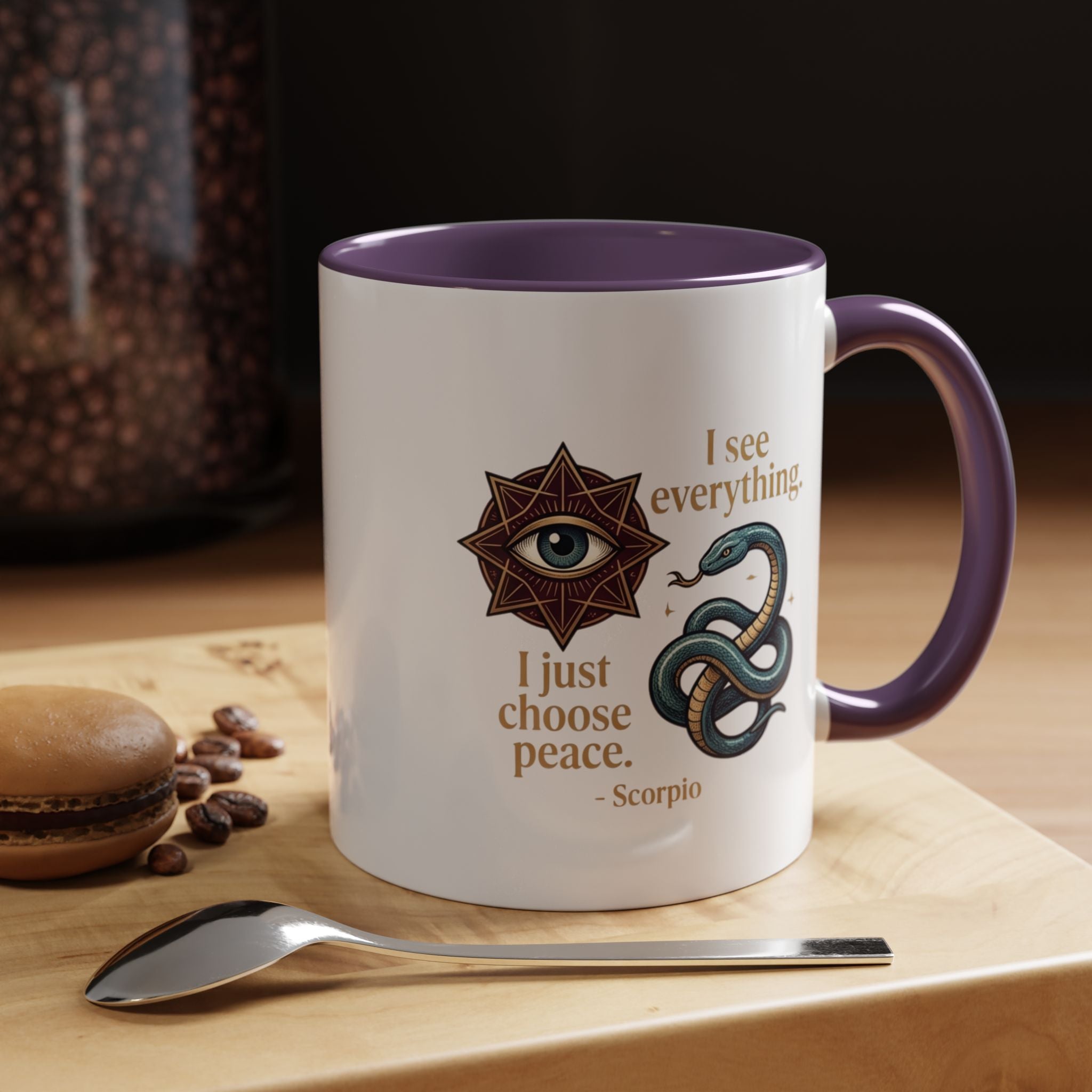 Scorpio Accent Coffee Mug – "I See Everything, I Just Choose Peace" Zodiac Mug