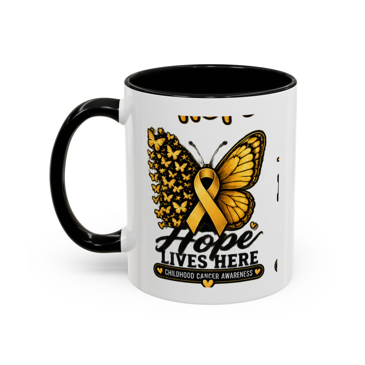 Children’s Cancer Awareness Accent Coffee Mug — "Hope Lives Here" (11/15oz)
