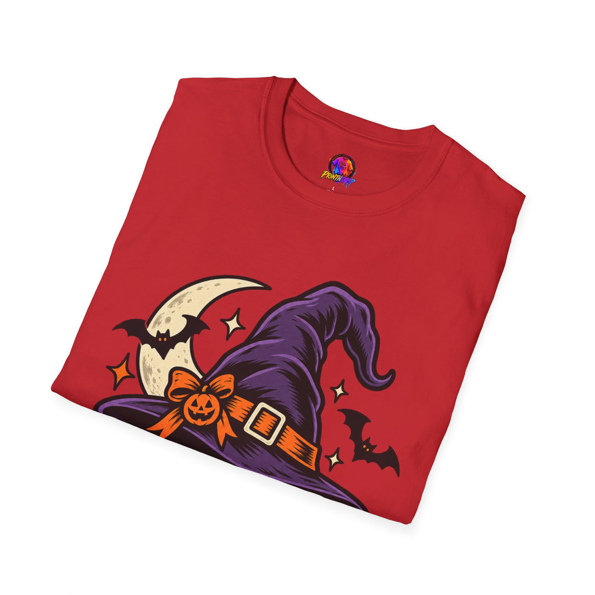 Midnight Mischief Halloween T-Shirt — Witch Hat & Bats Graphic