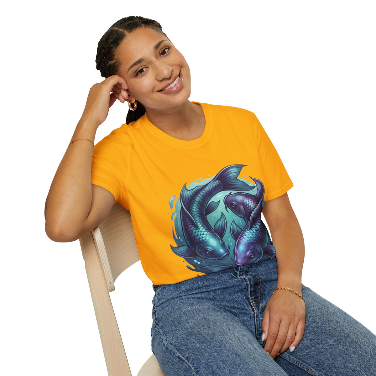 Pisces Zodiac Koi Fish Tee — Yin Yang Aquatic Graphic T-Shirt