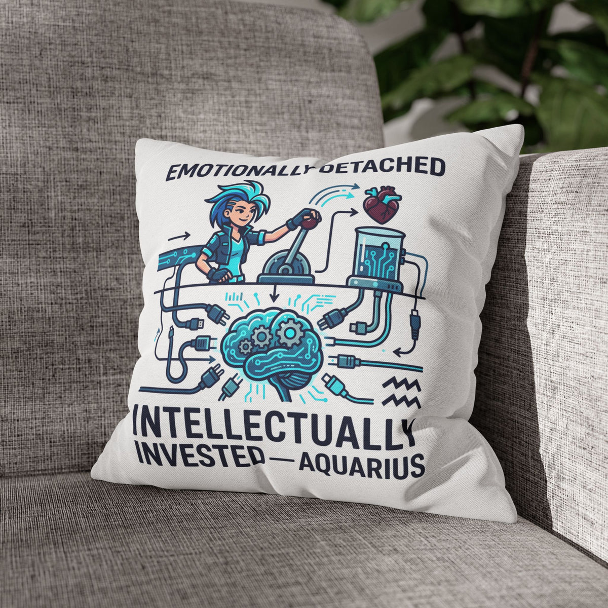 Aquarius Zodiac Spun Polyester Square Pillowcase