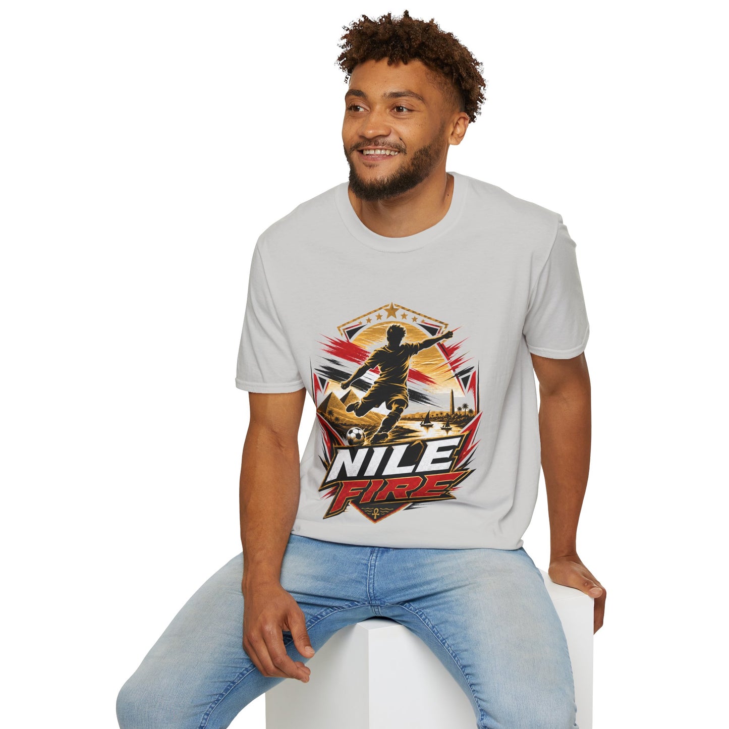 Egypt Soccer Player Nile Fire Graphic T-Shirt — Retro Athletic Team Tee