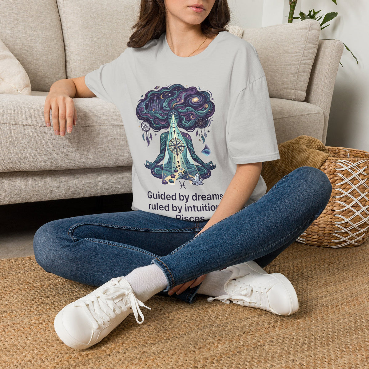 Pisces Zodiac Meditative Pisces T‑Shirt — 'Guided by dreams, ruled by intuition' Zodiac Tee