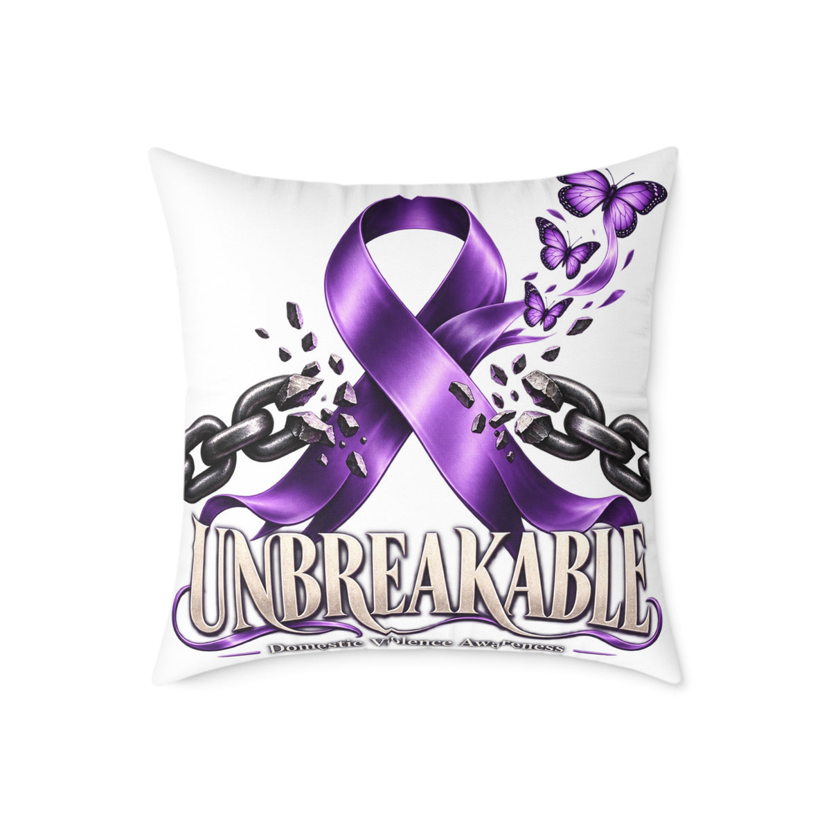 Domestic Violence Unbreakable Purple Ribbon Throw Pillow