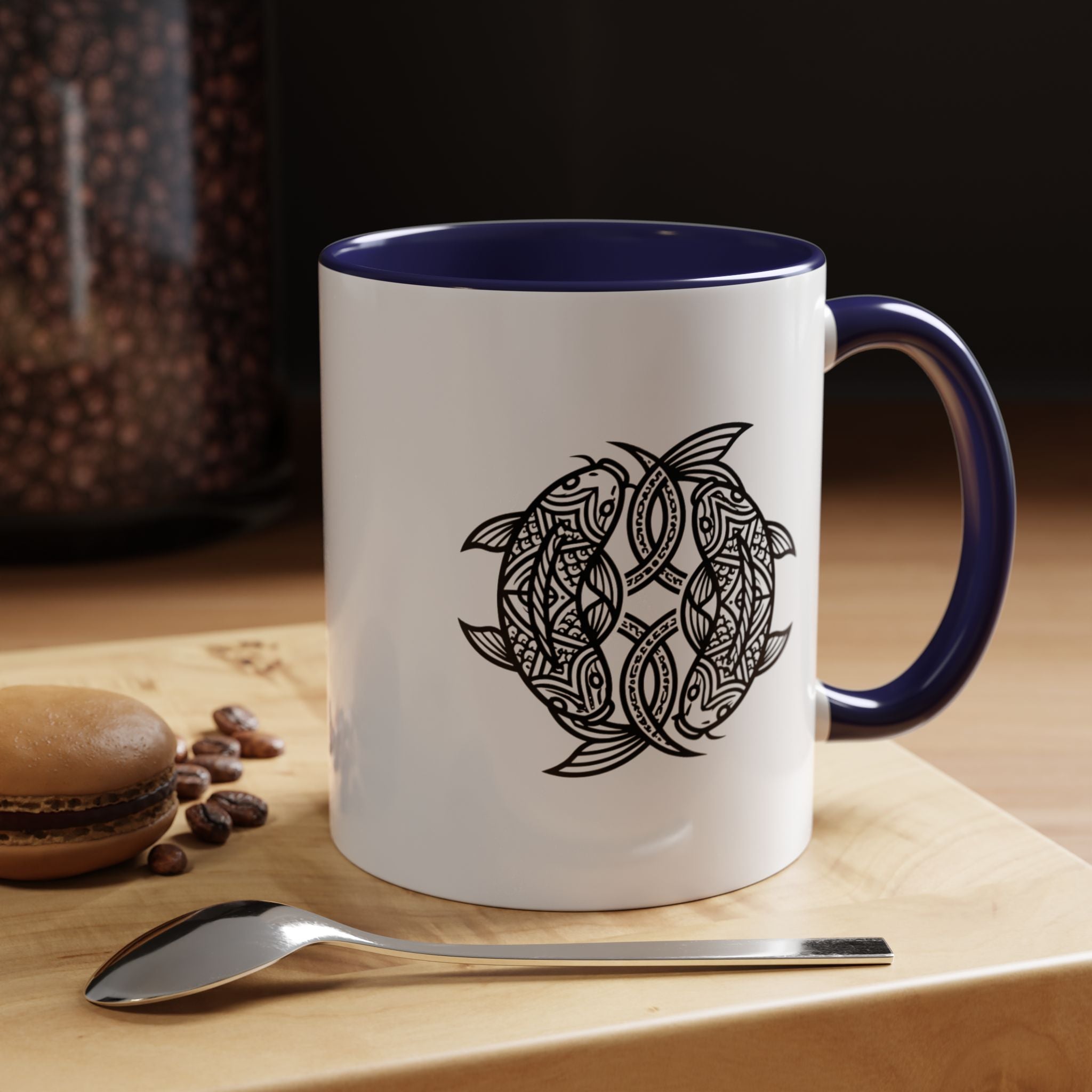 Celtic Knot Dolphin Coffee Mug — Black Accent Ceramic Mug