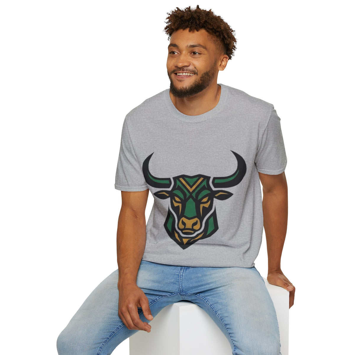 Bull Head Graphic T-Shirt — Tribal Geometric Rodeo Tee