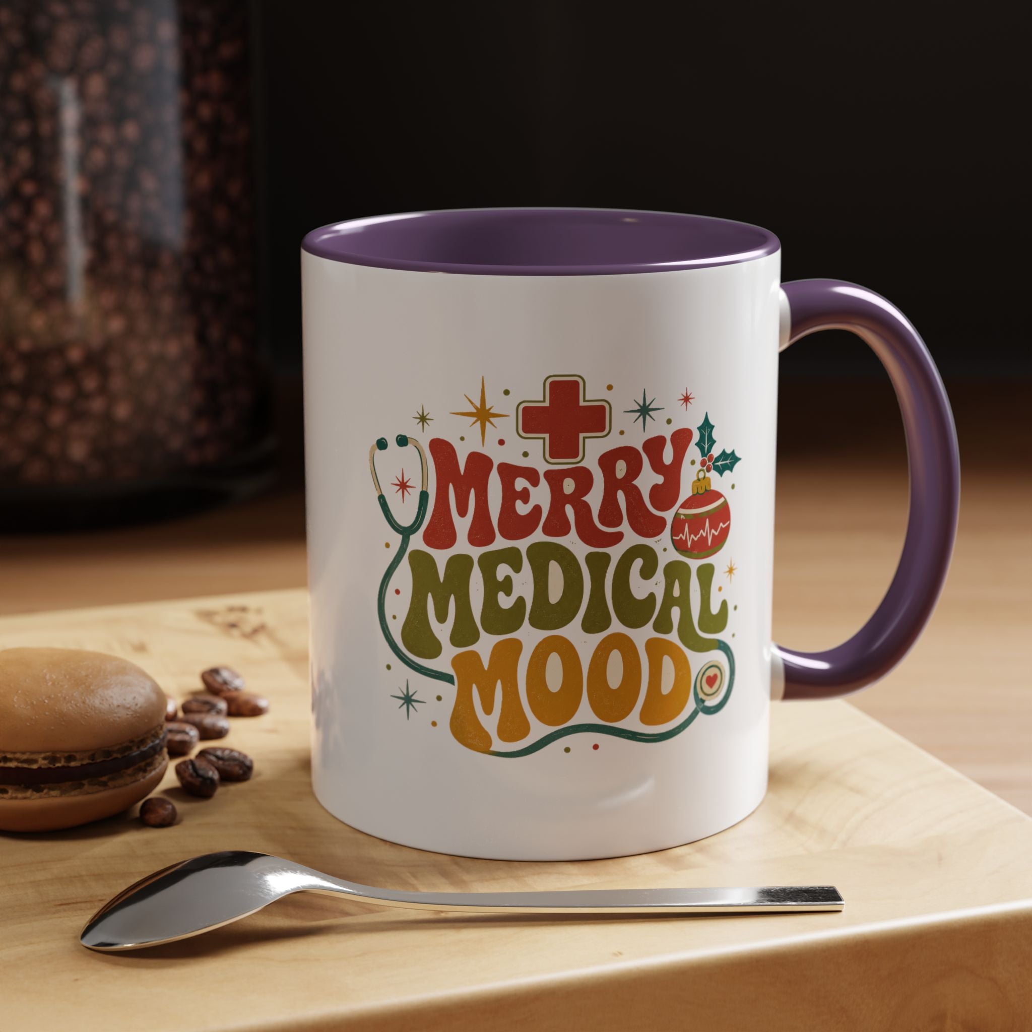 Modern Day Christmas Merry Medical Mood Accent Coffee Mug — Holiday Nurse & Doctor Gift