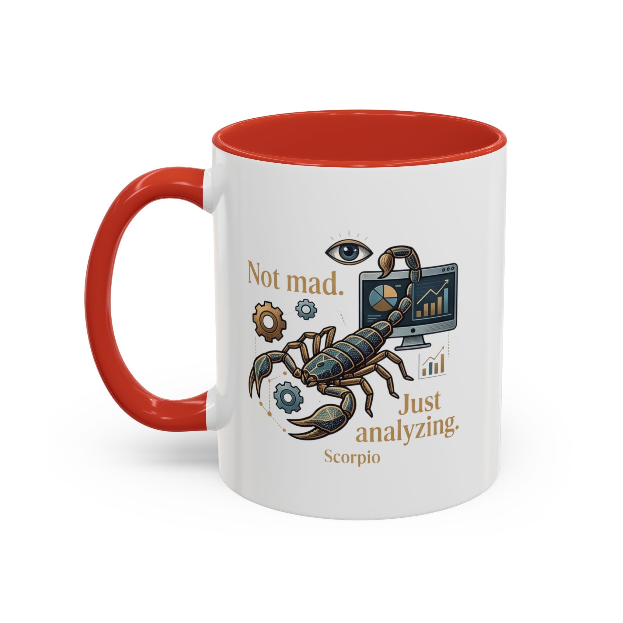 Scorpio Coffee Mug — "Not Mad. Just Analyzing." Accent 11/15oz