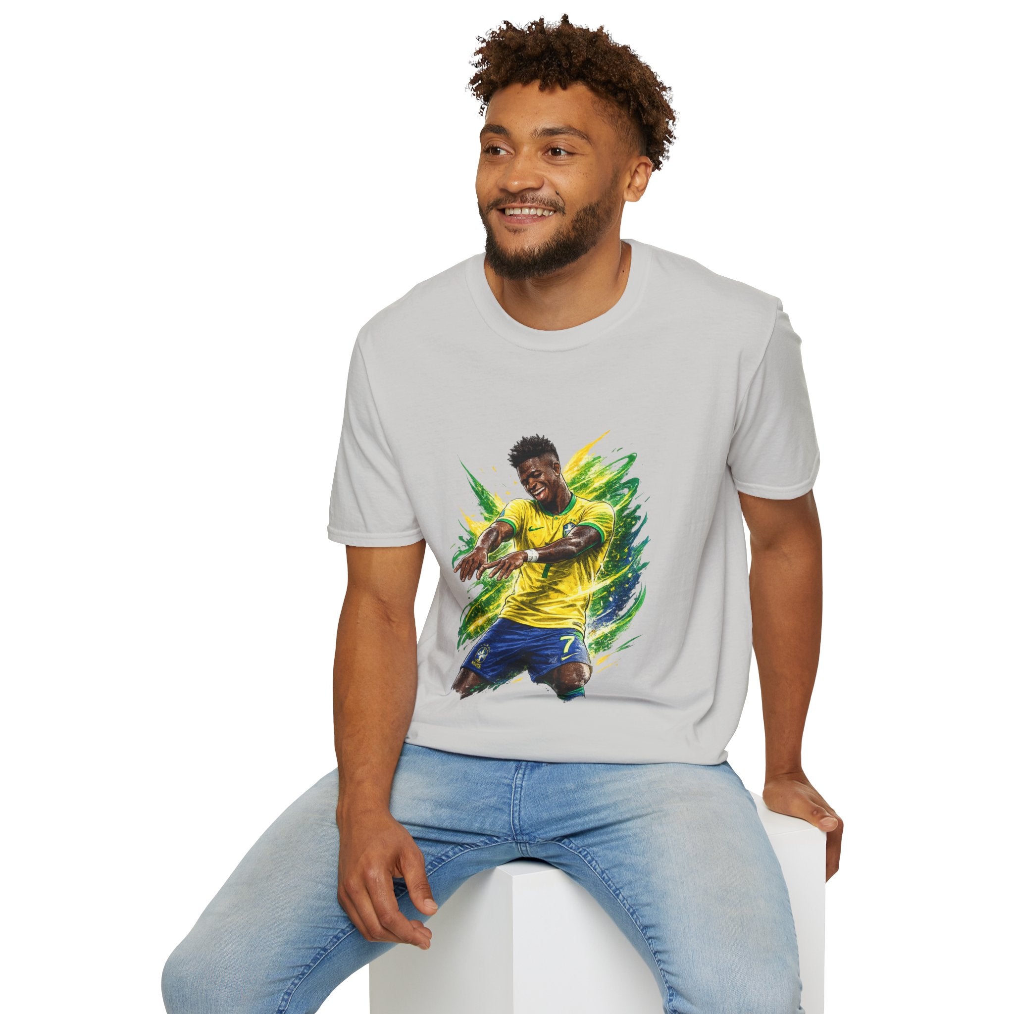 Brazil  Soccer Celebration T-Shirt — Brazilian Football Player Artwork