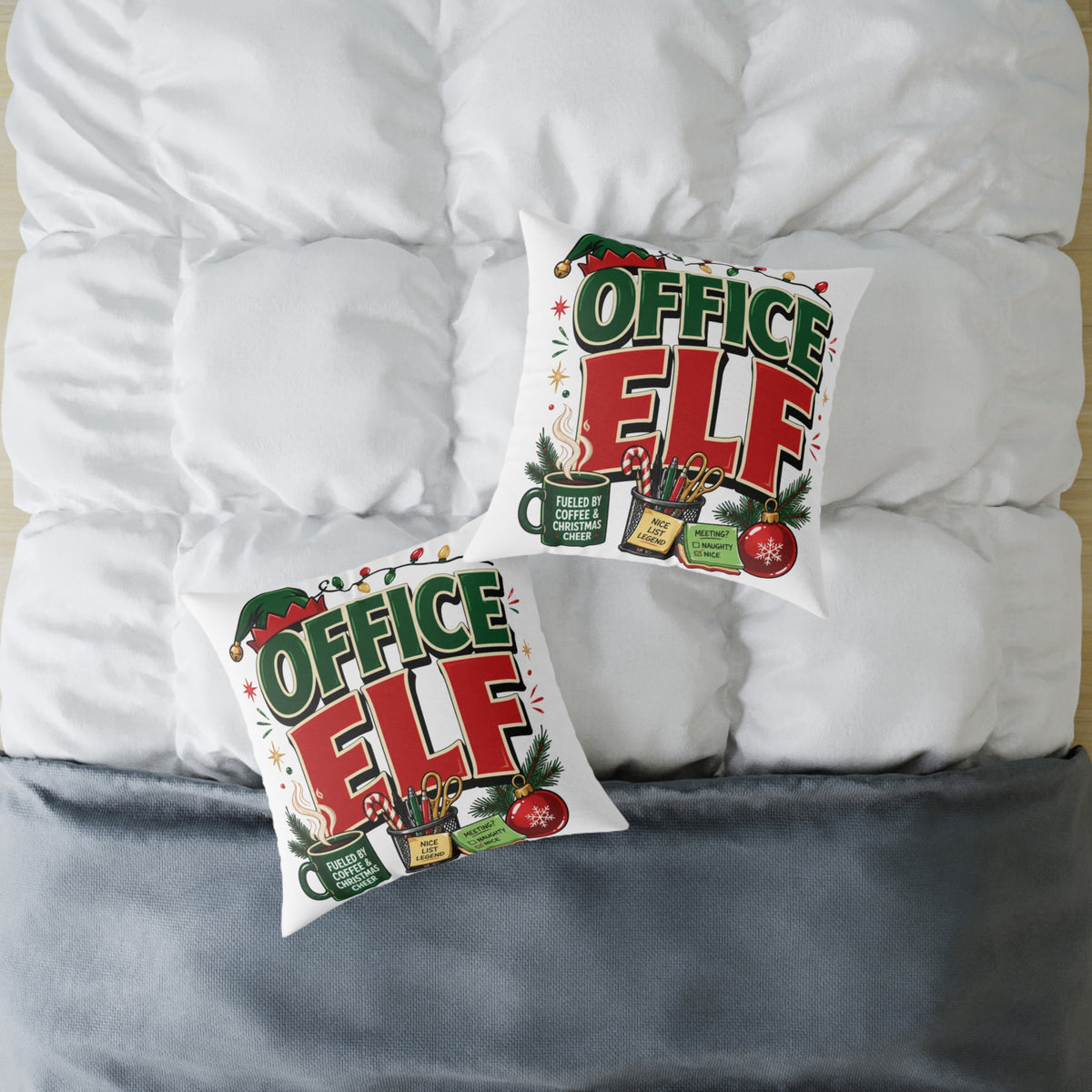Office Elf Christmas Pillow