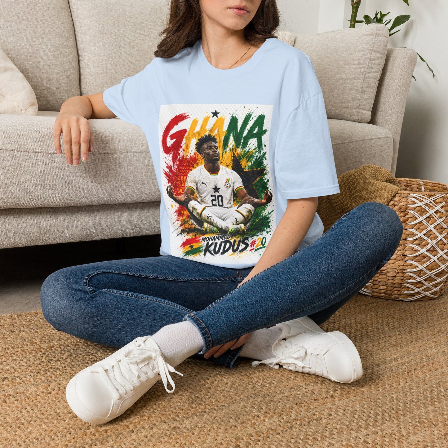 Ghana Football Player Graphic T-Shirt — Ghana Colors & Kudus Print