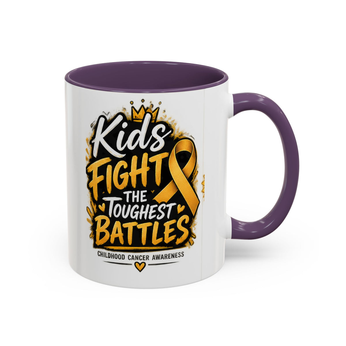 Kids Fight The Toughest Battles Accent Coffee Mug — Childhood Cancer Awareness 11/15oz