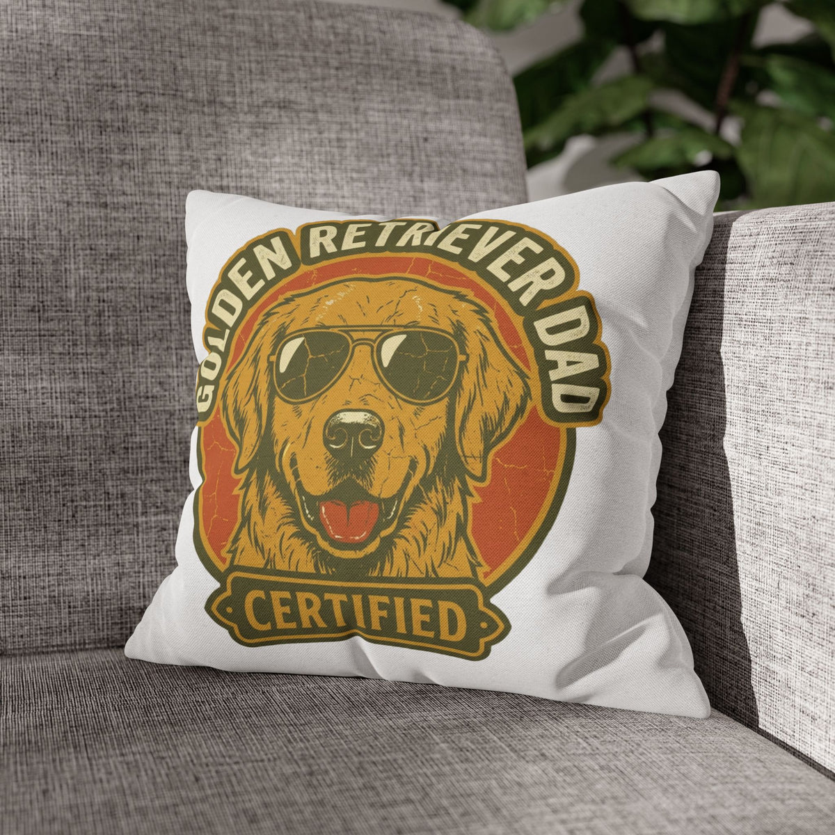 Funny Golden Retriever Dad Pillowcase — "Certified" Dog Lover Throw Pillow Cover