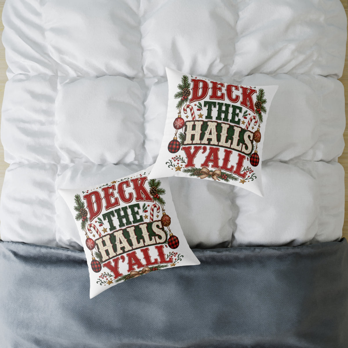 Deck the Halls Y'all Christmas Pillow