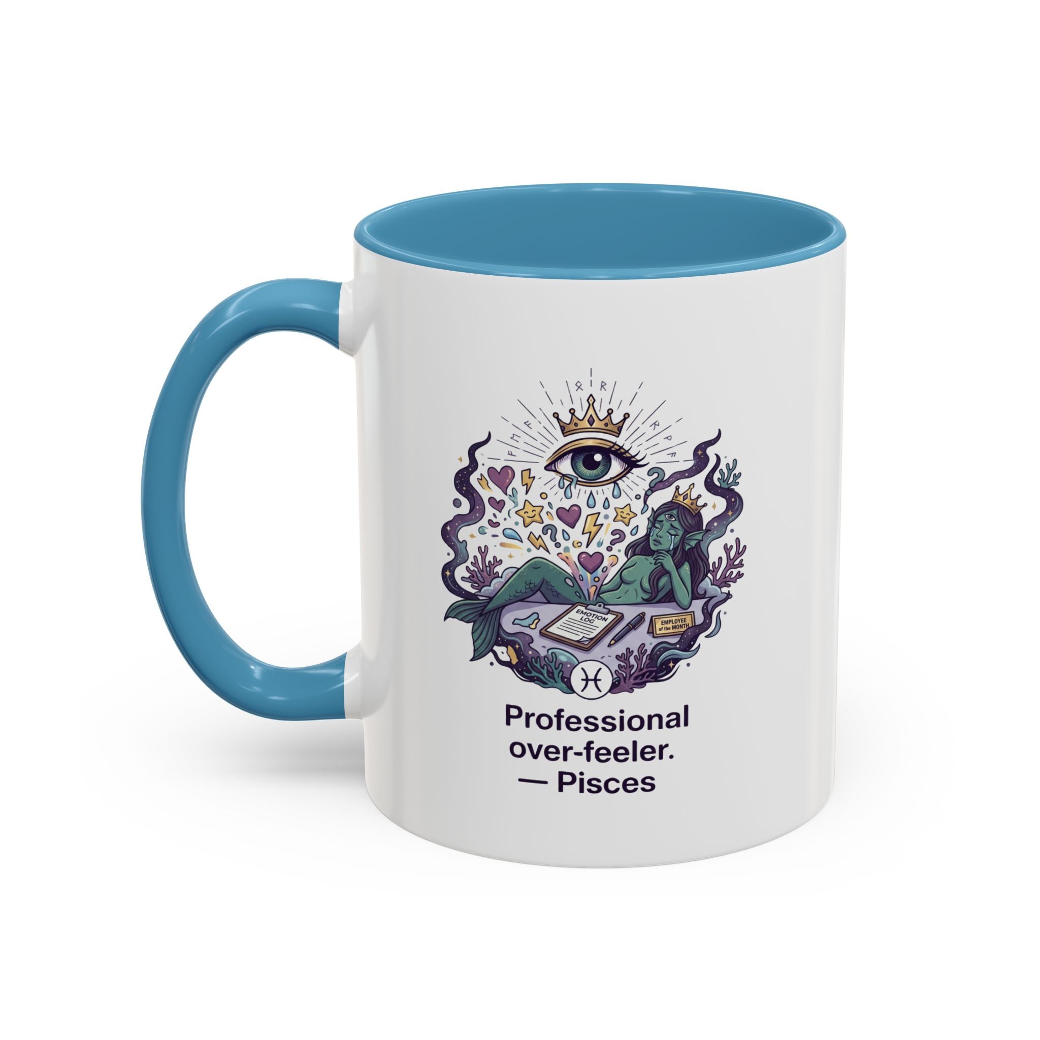 Pisces Coffee Mug — "Professional Over-feeler" Zodiac Accent Mug (11/15oz)