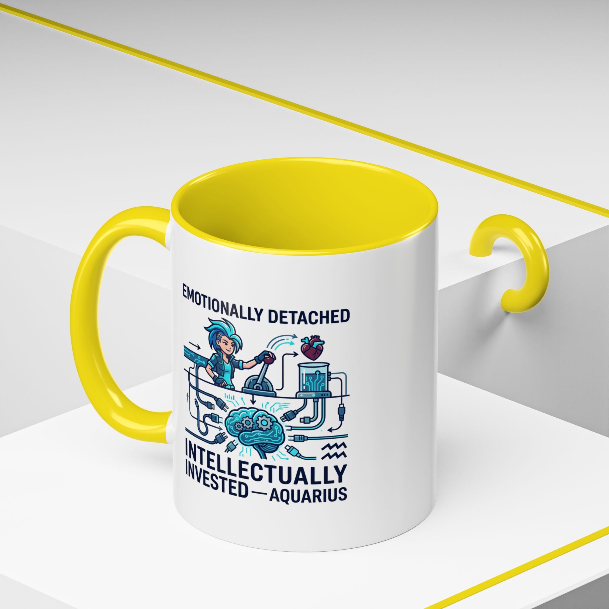 Aquarius Coffee Mug - "Emotionally Detached, Intellectually Invested" Accent Mug 11oz