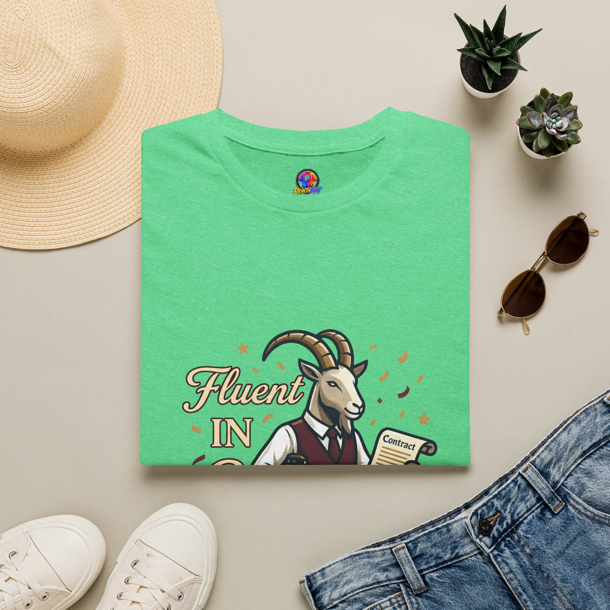 Capricorn Goat Graphic T-Shirt — "Fluent in Sarcasm & Success" Zodiac Tee