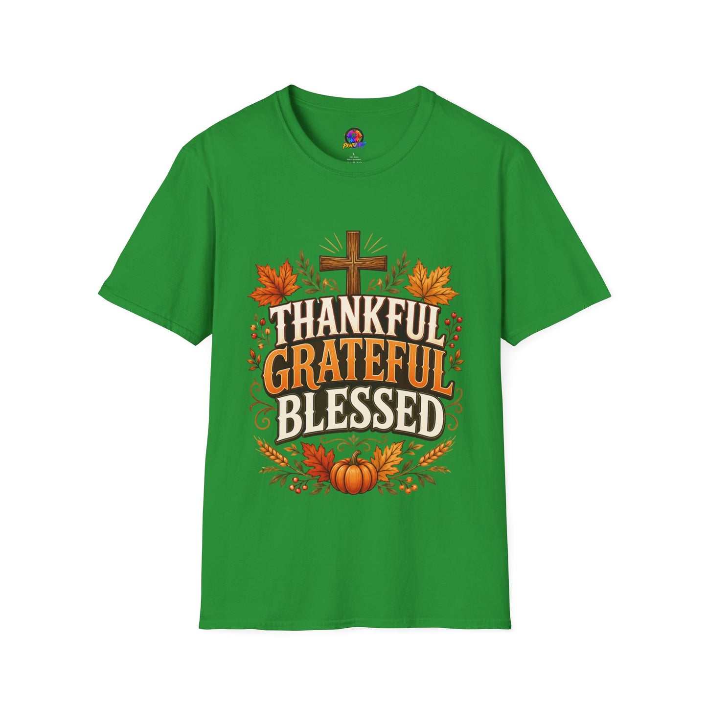 Thankful Grateful Blessed T-Shirt — Fall Thanksgiving Christian Tee