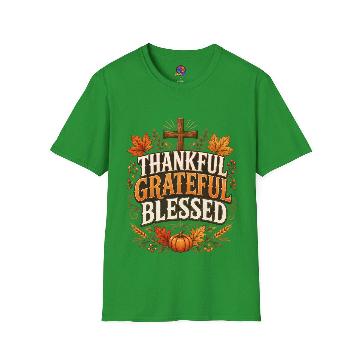 Thanksgiving T-Shirt Thankful Grateful Blessed T-Shirt — Fall Thanksgiving Christian Tee
