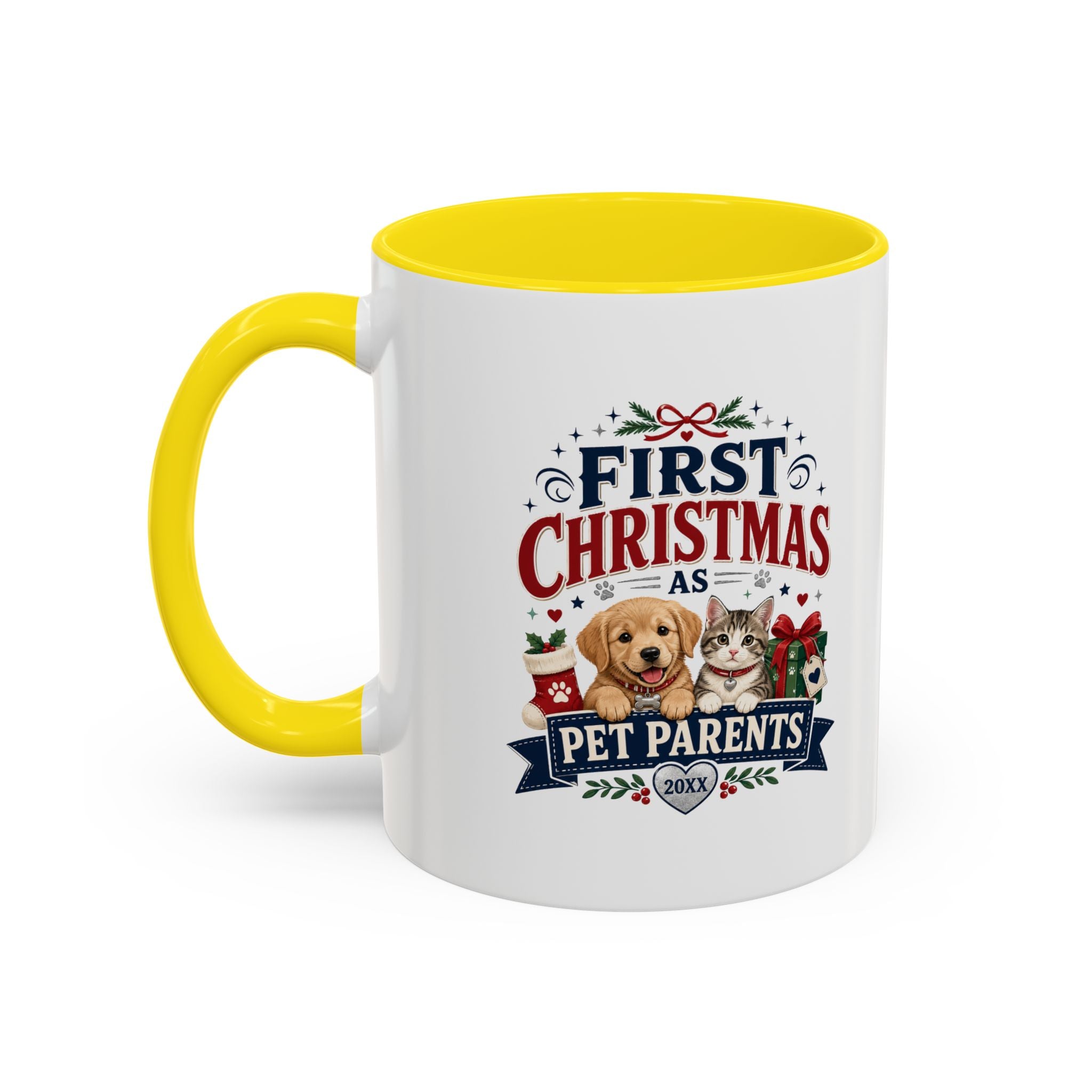 Christmas First Christmas as Pet Parents Coffee Mug — Cute Dog & Cat Holiday Gift