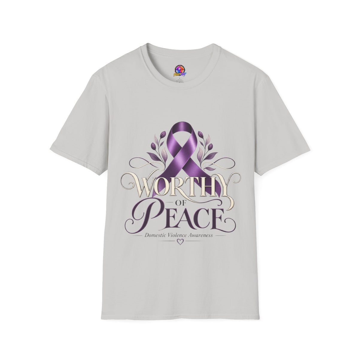 Worthy of Peace Purple Ribbon Domestic Violence  Awareness T-Shirt