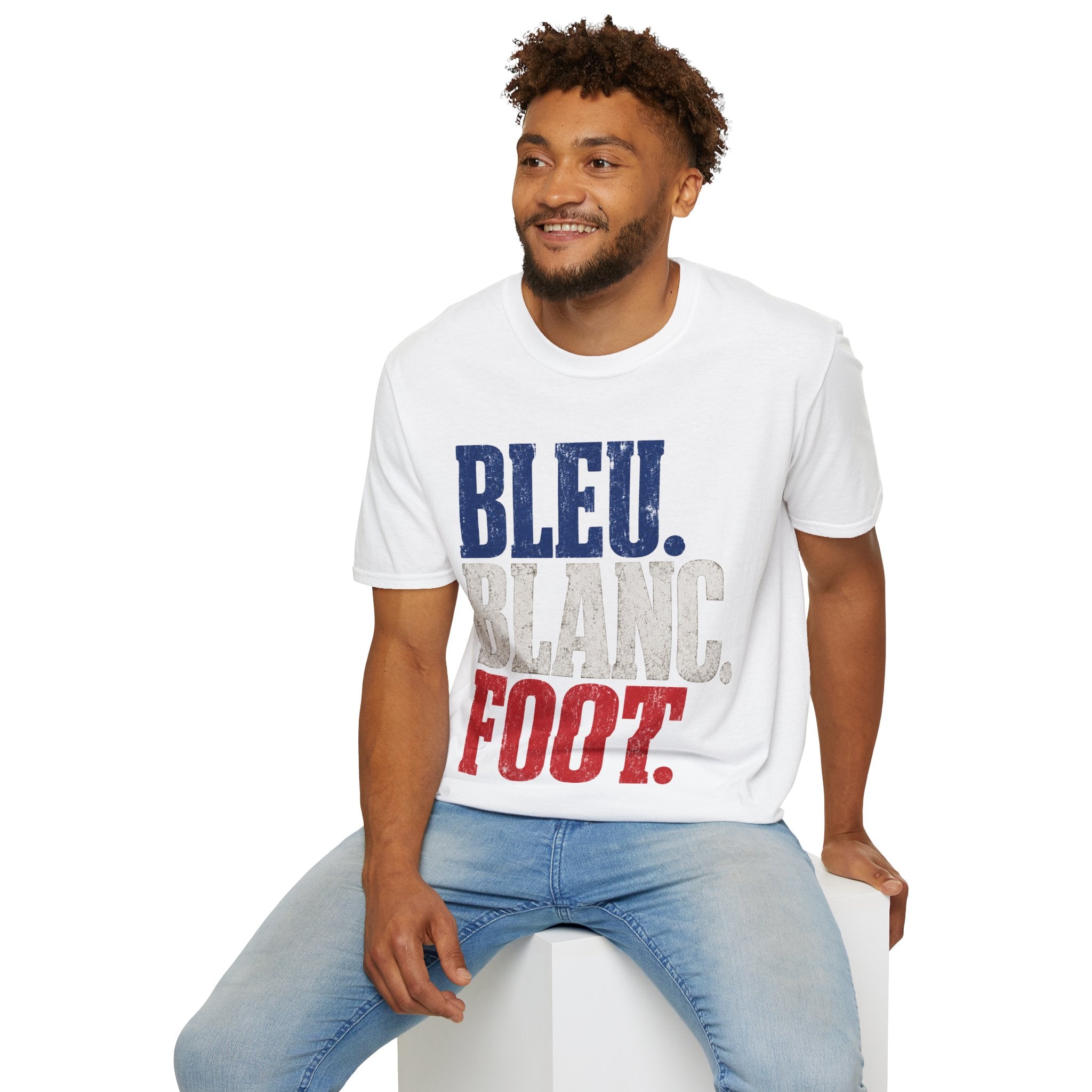 France T-Shirt — Bleu Blanc Foot Vintage French Flag Soccer Graphic Tee